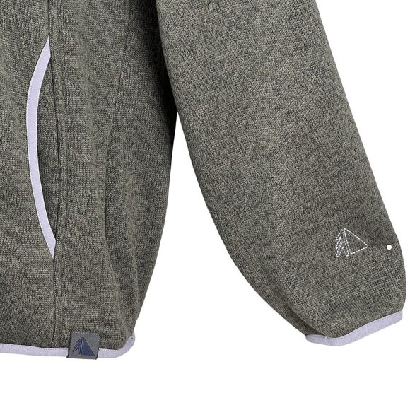 LL Bean Womens L Olive Green Snap Up Fleece Jacket Pullover Long Sleeve Sweater - Picture 3 of 16